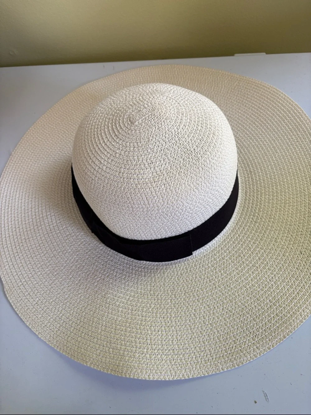 Debra Weitzner Cream Paper Wide-brimmed Sun Hat XL